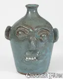 B.B. Craig, Rare Blue-Glazed B.B. CRAIG / VALE, N.C. Stoneware Face Jug