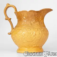 Salt & Mear, Rare SALT & MEAR / EAST LIVERPOOL, OHIO Elaborate Yellowware Pitcher, circa 1842-1860, Yellowware