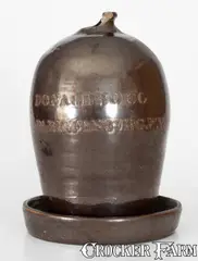Donaghho & Co., Rare DONAGHHO & CO. / PARKERSBURG, W. VA Stoneware Chick Waterer, late 19th century, Stoneware