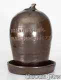 Donaghho & Co., Rare DONAGHHO & CO. / PARKERSBURG, W. VA Stoneware Chick Waterer, late 19th century, Stoneware