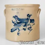 J. Norton & Co., J. NORTON & CO. / BENNINGTON, VT Stoneware Crock w/ Double Bird Decoration