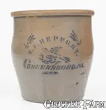 T.F. Reppert, T. F. REPPERT / GREENSBORO, PA Stoneware Jar w/ Stenciled Bird Decoration