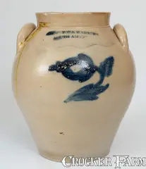 Humiston & Warner, HUMISTON & WARNER / SOUTH AMBOY, NJ Stoneware Jar w/ Cobalt Floral Decoration, circa 1830, Stoneware