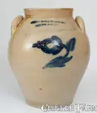 Humiston & Warner, HUMISTON & WARNER / SOUTH AMBOY, NJ Stoneware Jar w/ Cobalt Floral Decoration, circa 1830, Stoneware