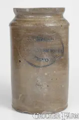 J. Remmey, Very Fine J. REMMEY / MANHATTAN-WELLS, NEW-YORK Incised Stoneware Jar, early 19th century, Stoneware
