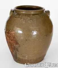 David Drake, Rare and Important David Drake Stoneware Jar: "Decr. 4, 1856 / Dave / Lm," Edgefield District, SC, 1856, Stoneware
