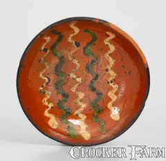 David Smith, Scarce Small-Sized W. SMITH / WOMMELSDORF Redware Plate w/ Two-Color Slip Decoration, circa 1880, Redware