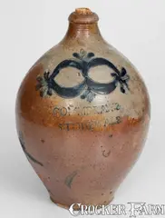 COMMERAWS / STONEWARE Two-Gallon Jug w/ Impressed Decoration by Commeraw's Stoneware, early 19th century, Stoneware, sold Nov 2023