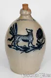 F. Stetzenmeyer, Exceedingly Rare and Important F. STETZENMEYER / ROCHESTER, NY Stoneware Jug w/ Elaborate Fox Decoration, circa 1855, Stoneware