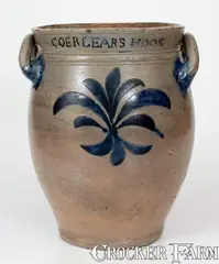 Coerlears Hook, Exceedingly Rare and Important Thomas W. Commeraw 18th Century Stoneware Jar, COERLEARS HOOK / N. YORK, circa 1797, Stoneware