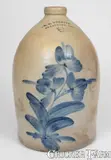 W.E. Welding, W.E. WELDING / BRANTFORD, ONT. Stoneware Jug w/ Floral Decoration, circa 1870, Stoneware