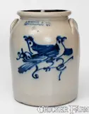J. Norton & Co., 2 Gal. J. NORTON & CO. / BENNINGTON, VT Stoneware Jar w/ Double Bird Decoration