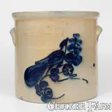 N.A. White & Son, 4 Gal. N. A. WHITE & SON / UTICA, NY Stoneware Paddletail Bird Crock, circa 1885, Stoneware