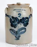 N. Clark & Co., 2 Gal. N. CLARK & CO. / LYONS Stoneware Lidded Jar, circa 1839-1851, Stoneware