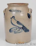 Rare COWDEN & WILCOX / HARRISBURG, PA Stoneware Jar w/ Bird Decoration by Cowden & Wilcox, circa 1865, Stoneware, sold Nov 2023