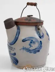 Cowden & Wilcox, Extremely Rare COWDEN & WILCOX / HARRISBURG, PA Batter Pail w/ Four Man-in-the-Moon Decorations, circa 1865, Stoneware