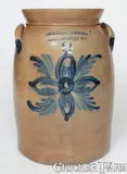 Fine COWDEN & WILCOX / HARRISBURG, PA Two-Gallon Stoneware Jar w/ Elaborate Decoration by Cowden & Wilcox, circa 1865, Stoneware, sold Nov 2023