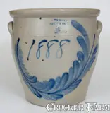 Lewis Jones, Rare Four-Gallon LEWIS JONES / PITTSTON, PA Stoneware Jar w/ Cobalt Wreath and 1888 Date, 1888, Stoneware