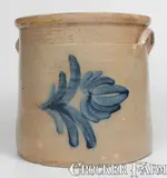 A.L. Hyssong, 5 Gal. A. L. HYSSONG / BLOOMSBURG, PA Stoneware Crock w/ Floral Decoration, circa 1891-1914, Stoneware