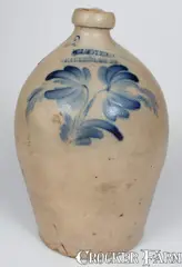 Wm. Moyer, 2 Gal. WM. MOYER / HARRISBURG, PA Stoneware Jug w/ Floral Decoration, circa 1858-1861, Stoneware
