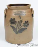 2 Gal. COWDEN & WILCOX / HARRISBURG, PA Stoneware Jar w/ Daisy Decoration by Cowden & Wilcox, circa 1865, Stoneware, sold Nov 2023