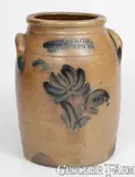 1 Gal. COWDEN & WILCOX / HARRISBURG, PA Stoneware Jar by Cowden & Wilcox, circa 1865, Stoneware, sold Nov 2023
