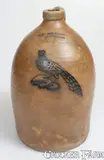 Rare COWDEN & WILCOX / HARRISBURG, PA Stoneware Jug w/ Unusual Bird Decoration by Cowden & Wilcox, circa 1865, Stoneware, sold Nov 2023