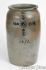 J. Miller, Very Rare J. MILLER / WHEELING, VA 1831 Stoneware Jar, 1831, Stoneware