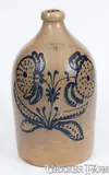 John Young. & Co, Exceptional JOHN YOUNG & CO. / HARRISBURG, PA Stoneware Jug w/ Slip-Trailed Floral Decoration, circa 1856-1858, Stoneware