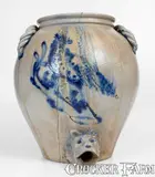 A.O. Whittemore, Outstanding A. O. WHITTEMORE / HAVANA, NY Water Cooler w/ Bear Spigot and Bird Decoration, circa 1870, Stoneware
