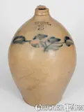 I. Seymour Troy Factory, 2 Gal. I. SEYMOUR / TROY FACTORY Stoneware Jug w/ Floral Decoration, circa 1830, Stoneware