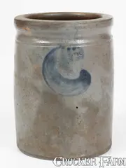 Solomon Bell, SOLOMON BELL / STRASBURG, VA Stoneware Jar w/ Cobalt Swag Decoration, circa 1850-1880, Stoneware