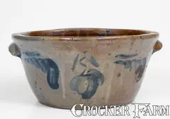 Solomon Bell, SOLOMON BELL / STRASBURG, VA Stoneware Bowl w/ Floral Decoration, c1850-80, c1850-80, Stoneware