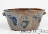 Solomon Bell, SOLOMON BELL / STRASBURG, VA Stoneware Bowl w/ Floral Decoration, c1850-80, c1850-80, Stoneware