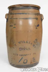 R. T. Williams, 10 Gal. R. T. WILLIAMS / NEW GENEVA, PA Stoneware Jar, circa 1880, Stoneware