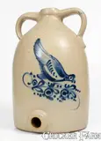New York Stoneware Co., Outstanding 6 Gal. NEW YORK / STONEWARE CO. Jug Cooler w/ Bold Pecking Chicken Decoration, circa 1875, Stoneware