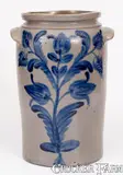 B.C. Milburn, Exceptional B.C. MILBURN / ALEXA (Alexandria, VA) Stoneware Jar w/ Profuse Floral Decoration, circa 1850