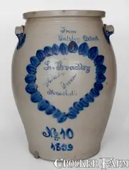 Balsely, Extremely Rare and Important 1859 "Balsely / Detroit" Monumental Stoneware Jar w/ Marshall, MI Advertising, 1859, Stoneware