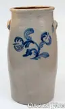 T.S. Balsley, Rare 6 Gal. T.S. BALSLEY / MANUFACTURER / DETROIT, MICH. Stoneware Churn w/ Floral Decoration, circa 1859-1877, Stoneware