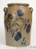 T.S. Balsley, Extremely Rare T. S. BALSLEY / DETROIT, Michigan Four-Gallon Stoneware Jar, circa 1860, Stoneware