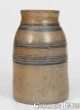 N. Cooper & Power, Rare N. COOPER & POWER / MAYSVILLE, KY Stoneware Canning Jar w/ Cobalt Stripe Decoration, circa 1860, Stoneware