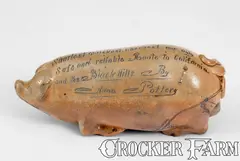 Black Hills, Rare Anna Pottery Stoneware Pig Flask w/ "Black Hills / California" Railroad Map Inscription, circa 1880, Stoneware