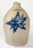 Outstanding COWDEN & WILCOX / HARRISBURG, PA 3 Gal. Stoneware Jug w/ Elaborate Star Design by Cowden & Wilcox, circa 1865, Stoneware, sold Aug 2023