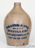 F.H. Cowden, Scarce Stoneware Jug w/ Elizabeth, PA Distillers' Advertising, Stamped F.H. COWDEN / HARRISBURG, circa 1880, Stoneware