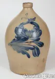 4 Gal. COWDEN & WILCOX / HARRISBURG, PA Stoneware Jug w/ Floral Decoration by Cowden & Wilcox, circa 1865, Stoneware, sold Aug 2023