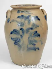 Wm. Moyer, Fine 3 Gal. WM. MOYER / HARRISBURG, PA Stoneware Jar with Floral Decoration, circa 1858-1861, Stoneware