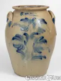 Wm. Moyer, Fine 3 Gal. WM. MOYER / HARRISBURG, PA Stoneware Jar with Floral Decoration, circa 1858-1861, Stoneware