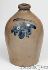 Moyer, William MOYER / HARRISBURG Stoneware Jug w Cobalt Decoration, 1858-61, 1858-61, Stoneware