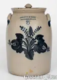 Fine COWDEN & WILCOX / HARRISBURG, PA Three-Gallon Lidded Stoneware Jar by Cowden & Wilcox, circa 1865, Stoneware, sold Aug 2023