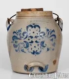 F.H. Cowden, 1 Gal. F. H. COWDEN / HARRISBURG, PA Stoneware Batter Pail w/ Stenciled Decoration, circa 1880, Stoneware